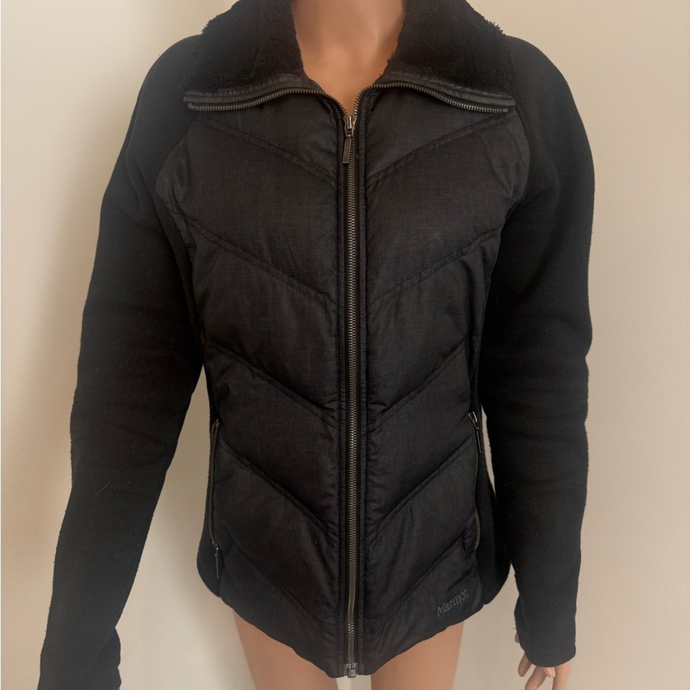Marmot down filled chevron puff jacket.